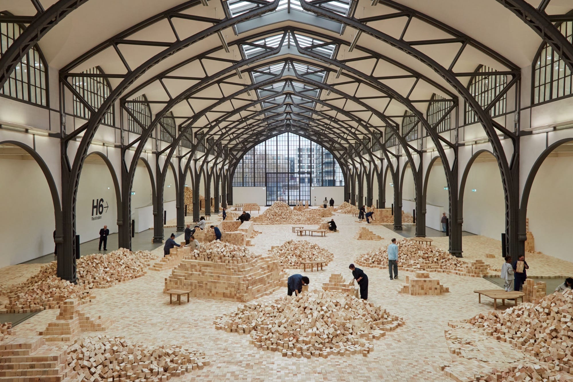 an installation of wooden blocks&hellip;
